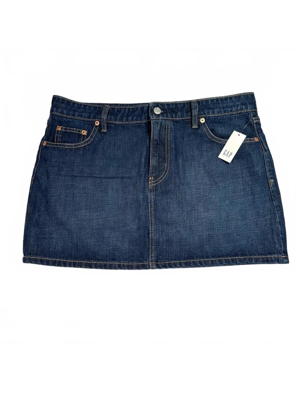 NWT Gap 1969 Women's Denim Mini Skirt Size 10 / 30 Dark Wash 5 Pocket Button Fly